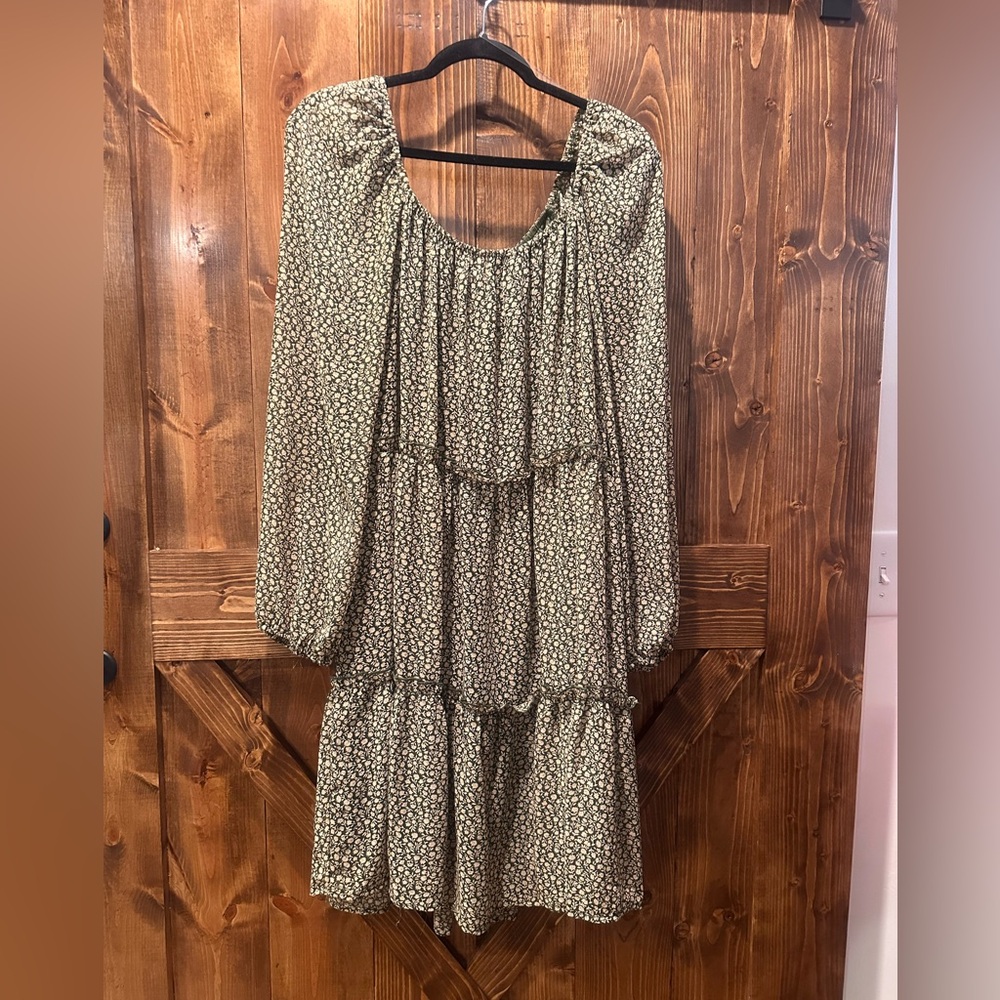 Hayden Olive Green Floral Tiered Mini Dress